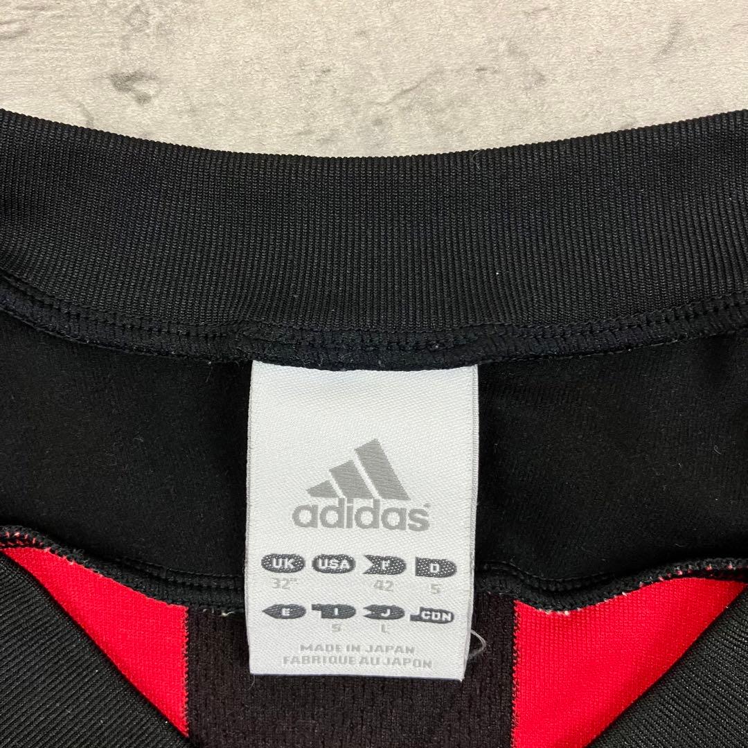 adidas TOSHIBA #2 サッカーシャツ 日本製 古着 刺繍 赤黒 L