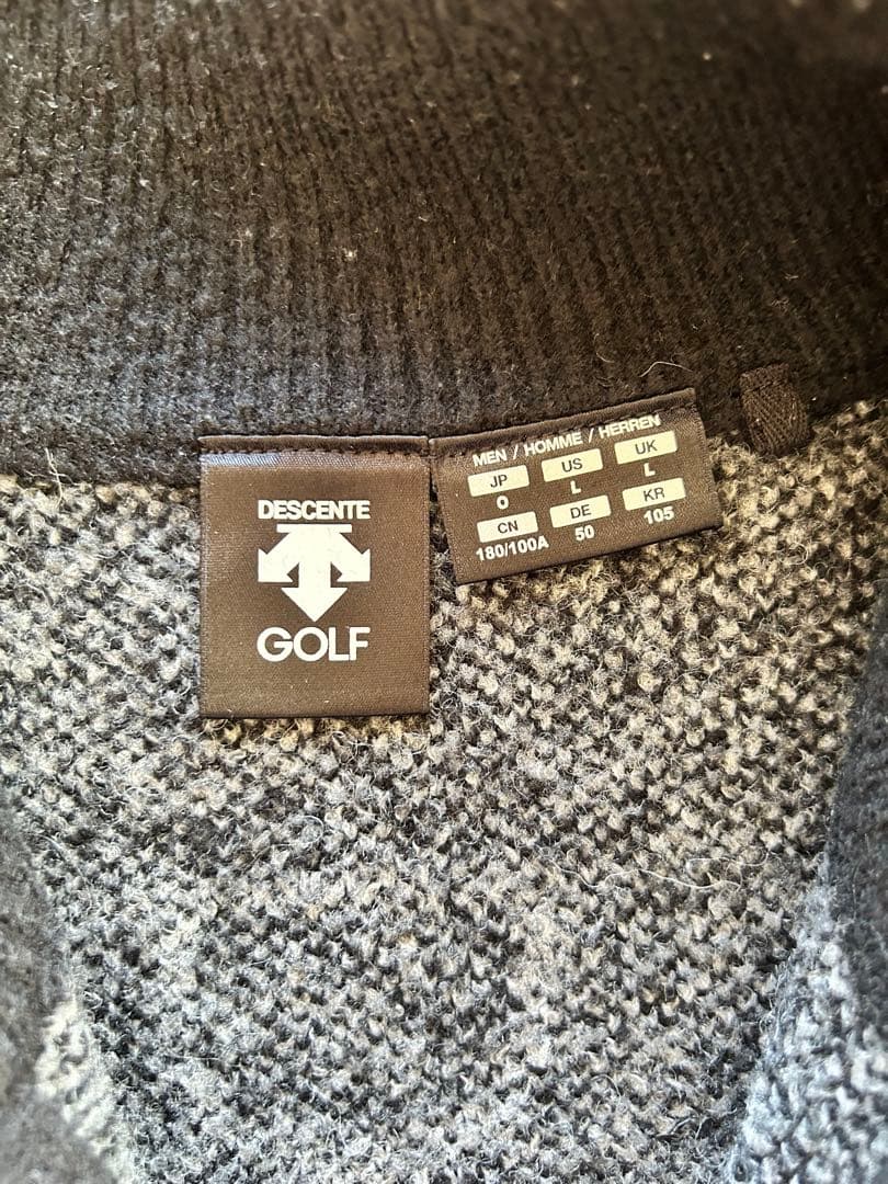 DESCENTE GOLF　紡毛ダブルジャカードハーフジップセーター Ｏサイズ