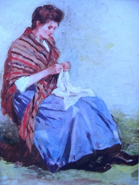 浅井忠、【ぬいもの】、年代物・希少な画集画、新品高級額 額装付