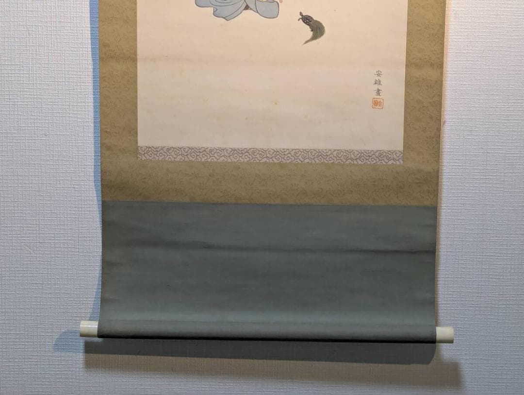 【真作】掛軸　高砂図　尉と姥　夫婦長寿の吉祥画　尉姥図　V152