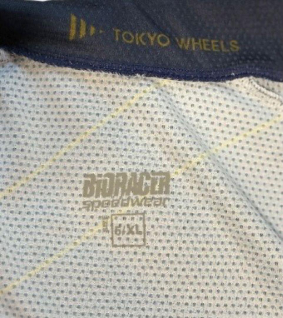 【美品】TOKYO WHEELS サイクルジャージ XL ネイビー×ゴールド半袖