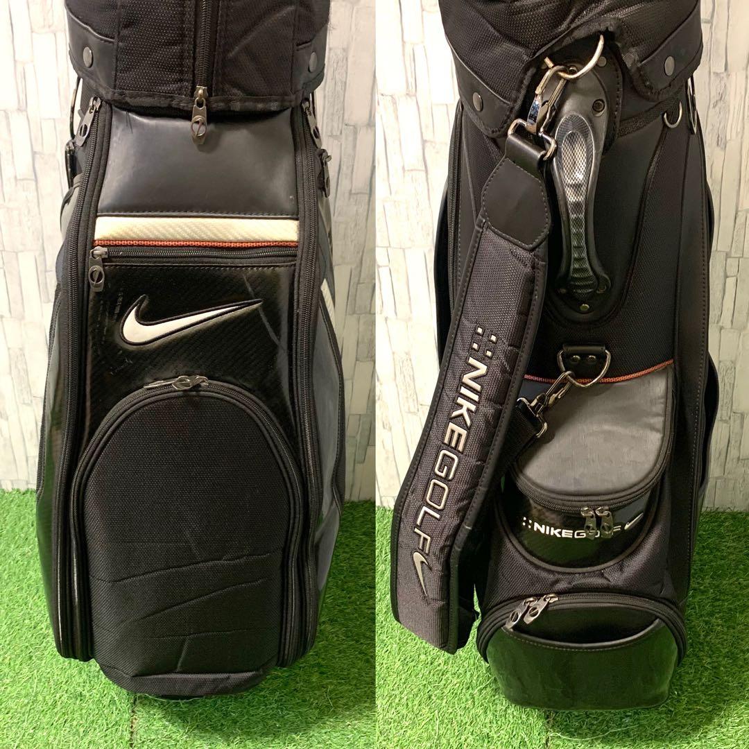 良品 NIKE 廃盤入手困難大人気キャディバッグ 6分割 黒色 半エナメル