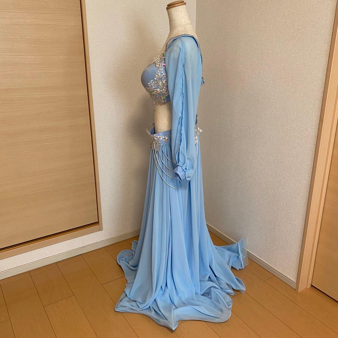 最大値引き！　袖あり　ベリーダンス　ブルー　XXL