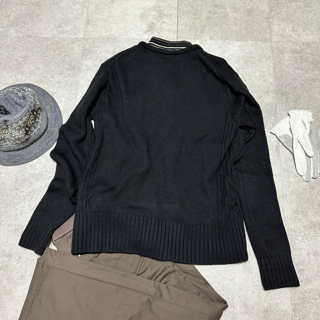 23区スポーツ 大きいサイズ 黒 ニットセーター ボタン付ゴルフ2way XL