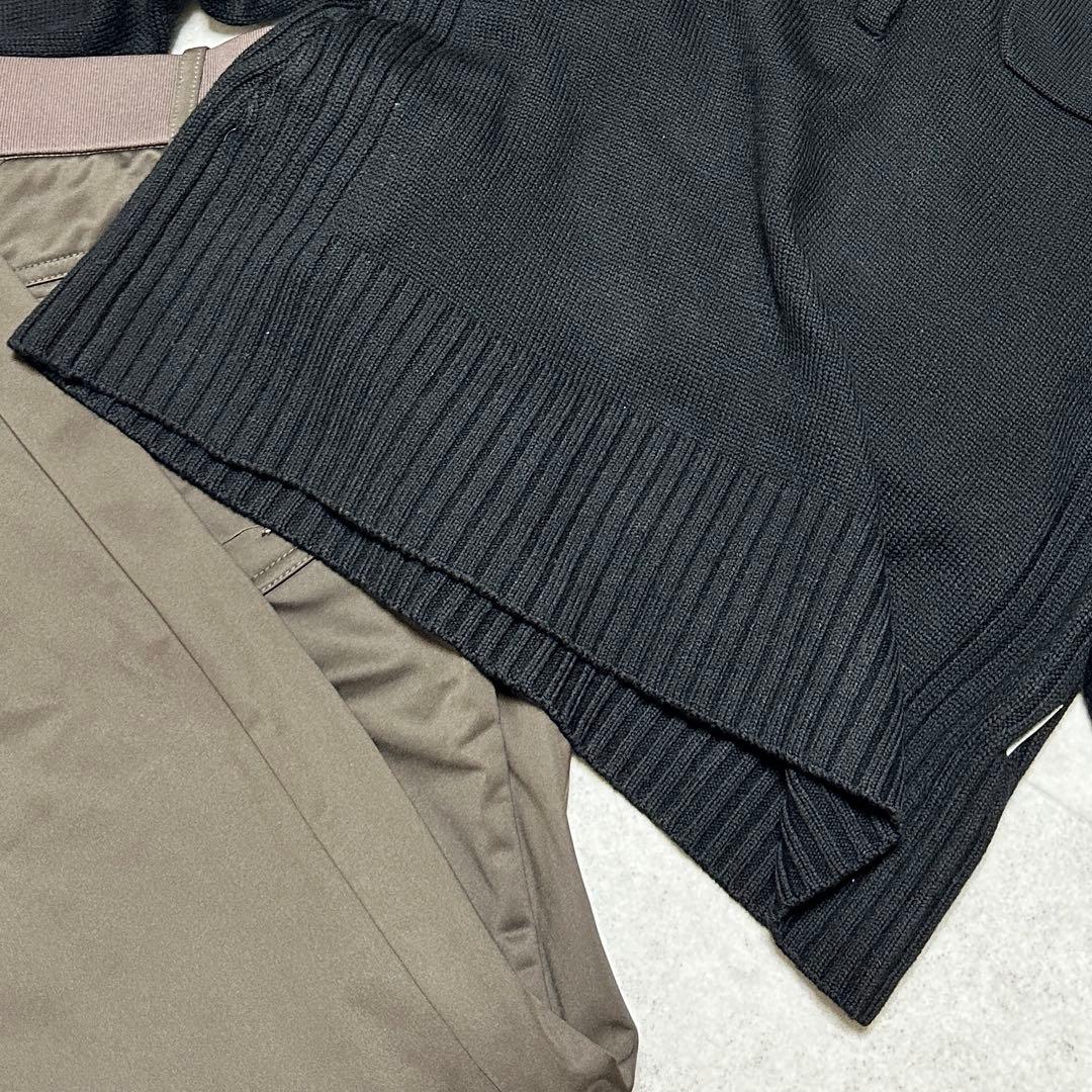 23区スポーツ 大きいサイズ 黒 ニットセーター ボタン付ゴルフ2way XL