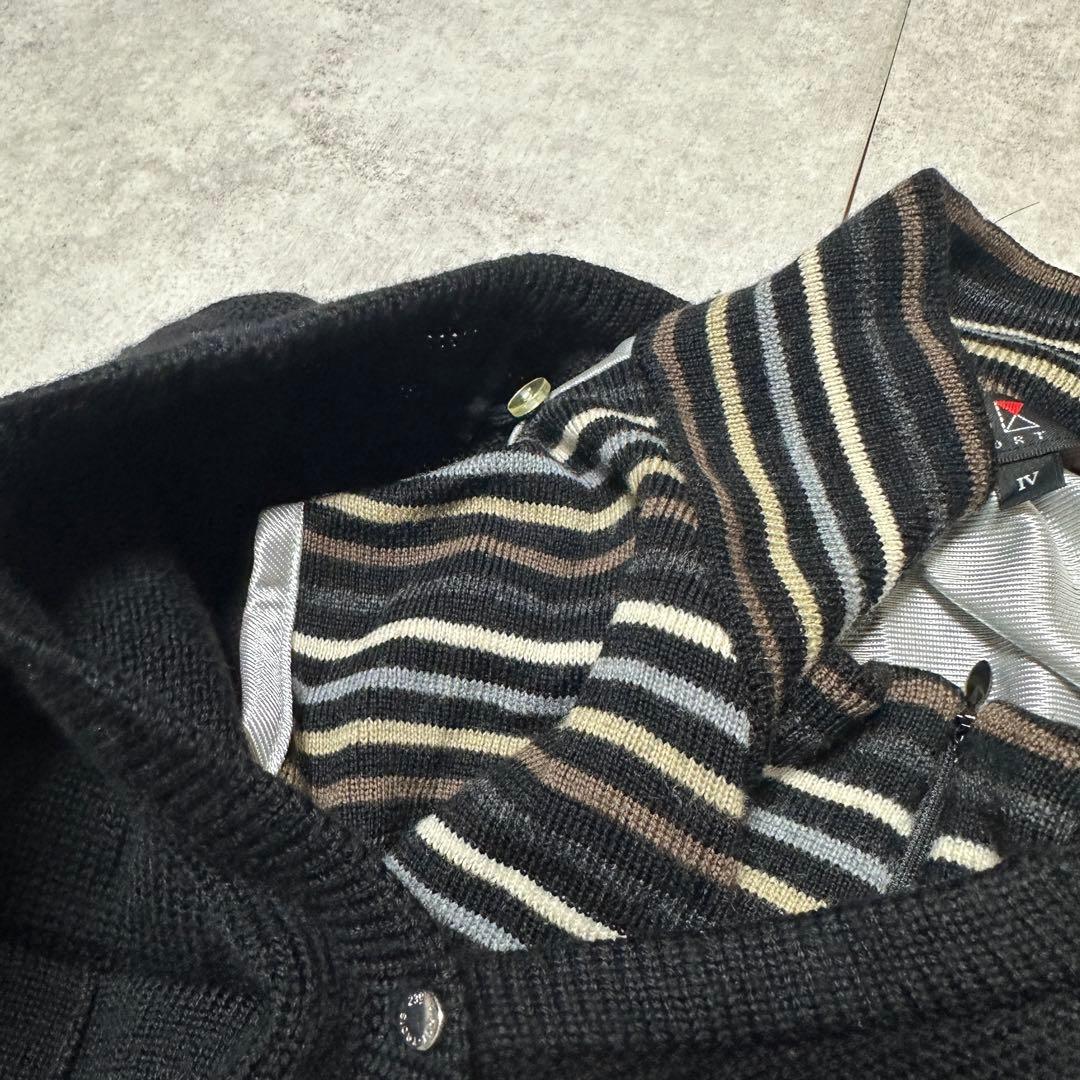 23区スポーツ 大きいサイズ 黒 ニットセーター ボタン付ゴルフ2way XL