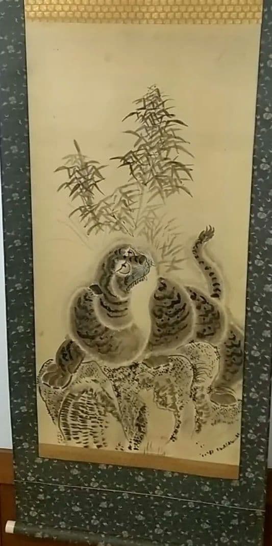 掛け軸 虎 無落款 大幅