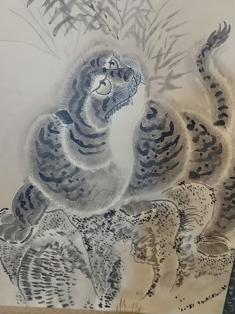 掛け軸 虎 無落款 大幅