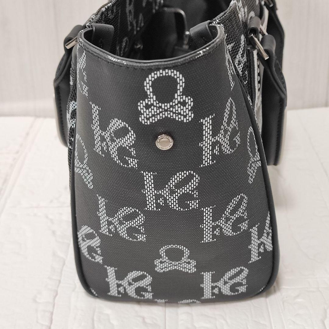 MARK&LONA トートバッグ カートバッグ スカル 総柄 黒×白