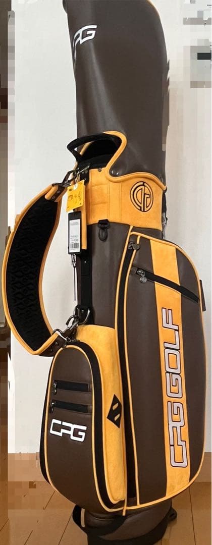 【即決交渉可能】新品未使用CPG GOLFキャディバッグ ブラウン/イエロー