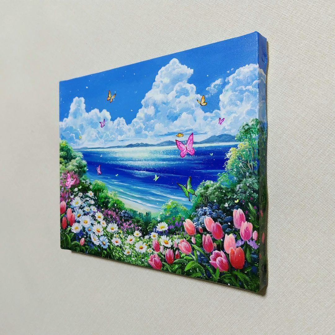 N*°様 【浜辺に咲く花】アクリル画 F3 風景画 絵画