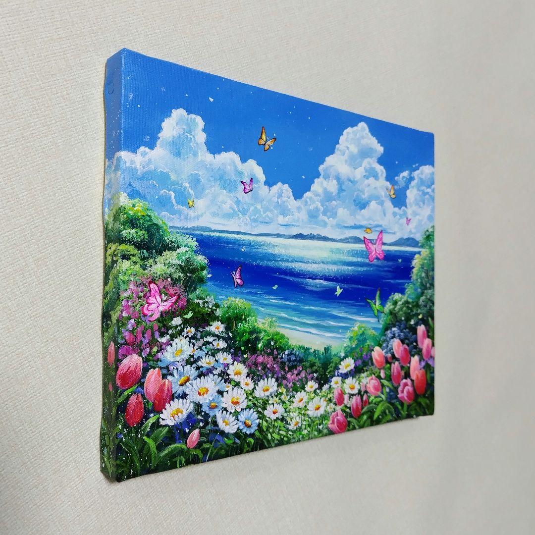N*°様 【浜辺に咲く花】アクリル画 F3 風景画 絵画