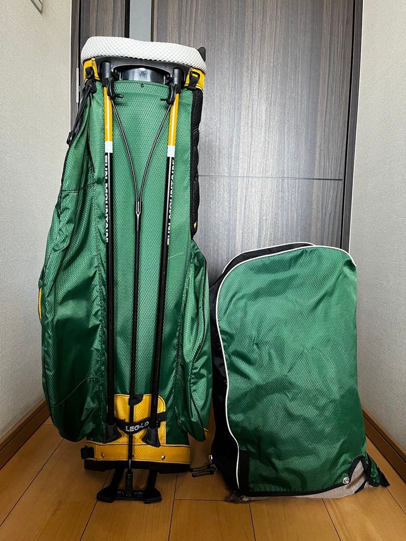 良品レア　サンマウンテン スタンド型キャディバッグ 希少カラーのグリーンイエロー