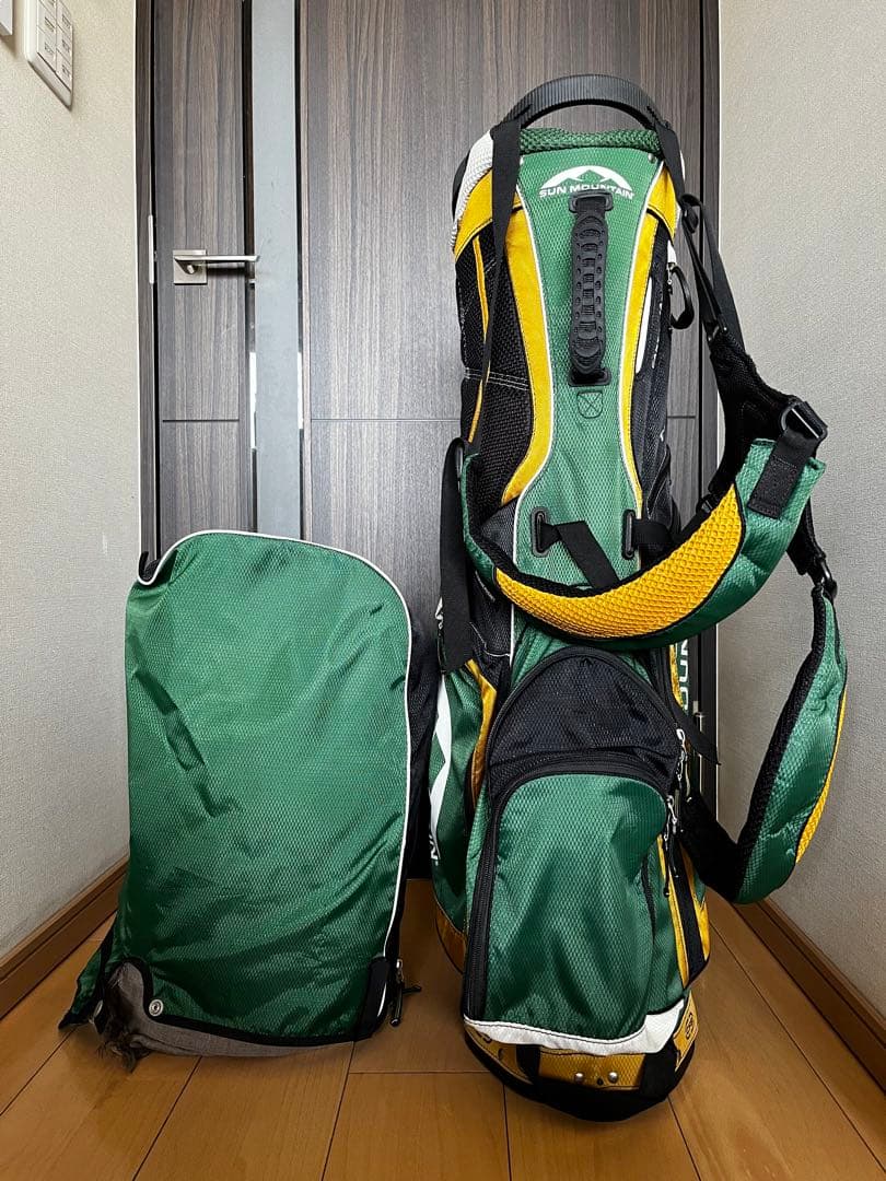 良品レア　サンマウンテン スタンド型キャディバッグ 希少カラーのグリーンイエロー
