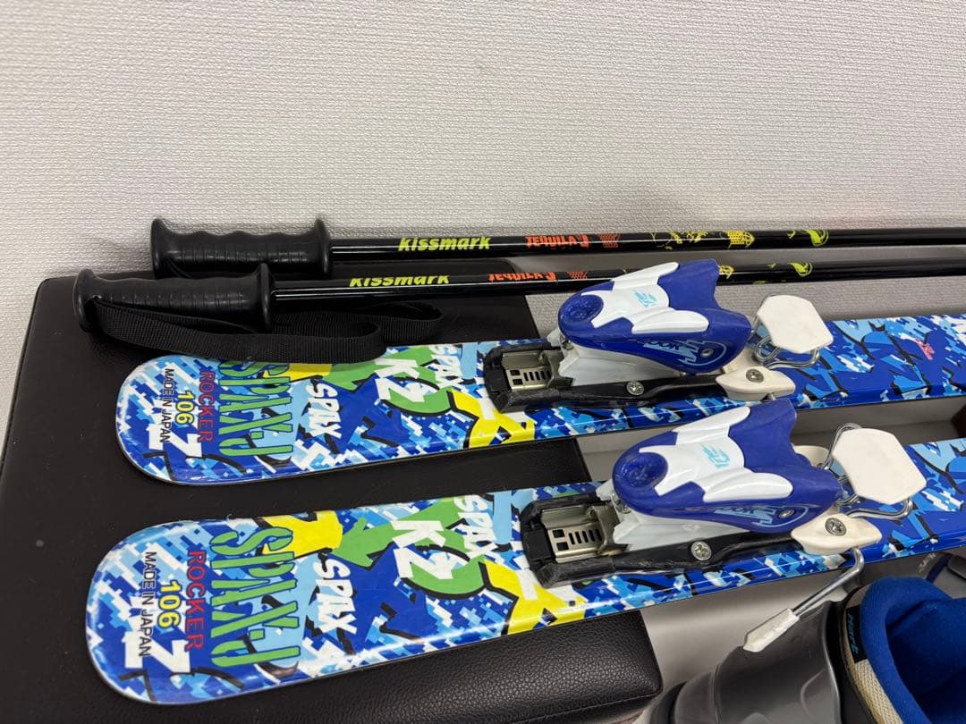 KAZAMA スキー板 106cm ビンディング ストック ブーツ セット