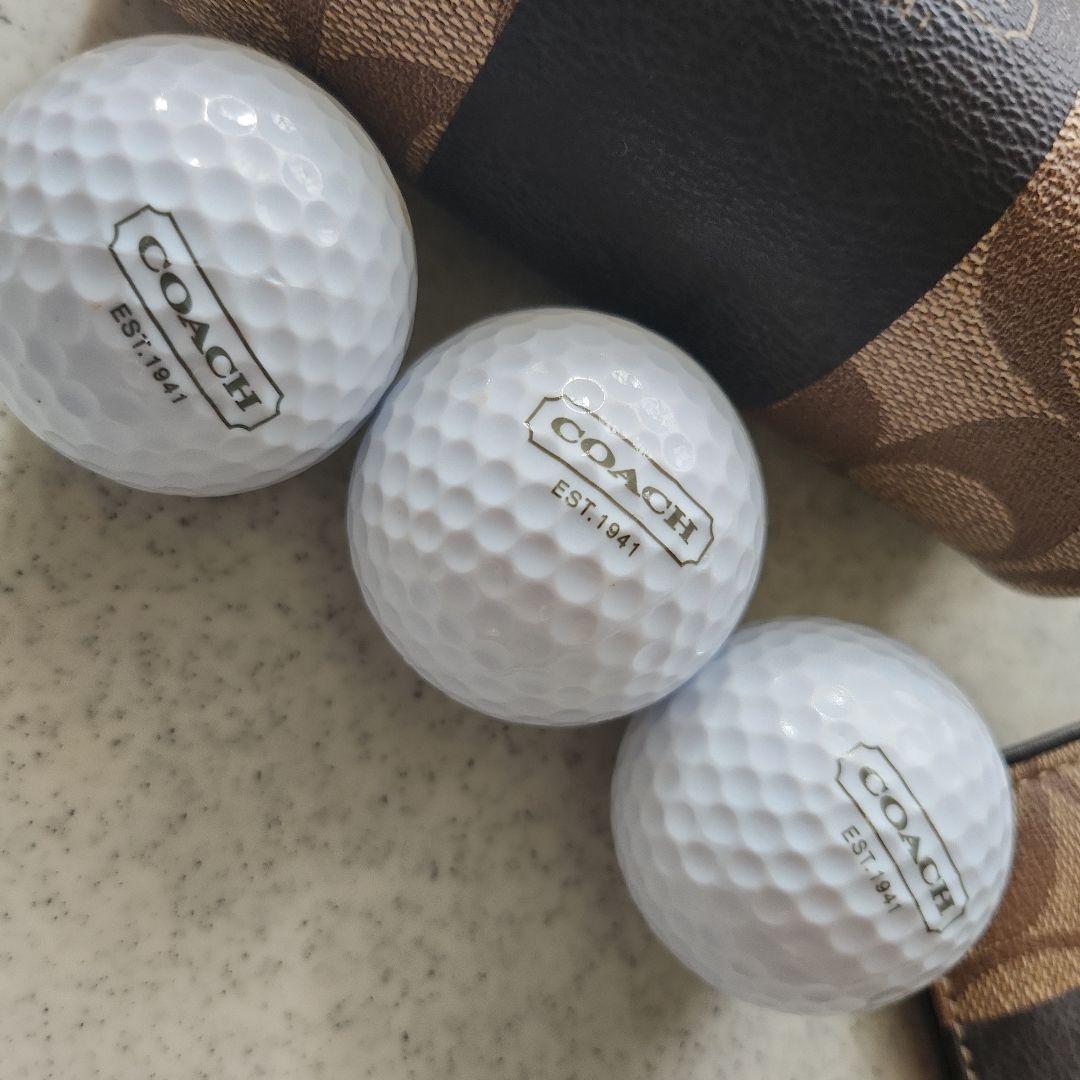 COACH ゴルフボール3個　ケース/ モノグラム ティー フォーク ケース