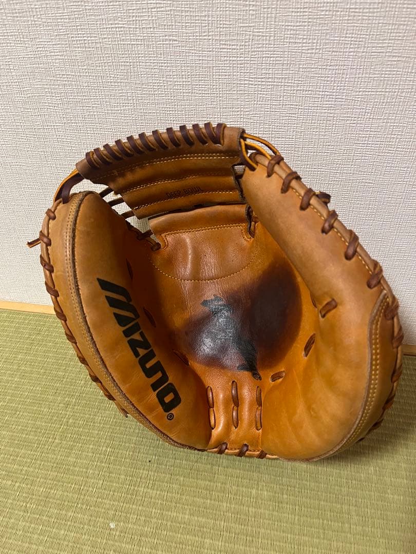 美品ミズノビクトリーステージ 硬式キャッチャーミット 捕手 厚革 ビッグM 大人