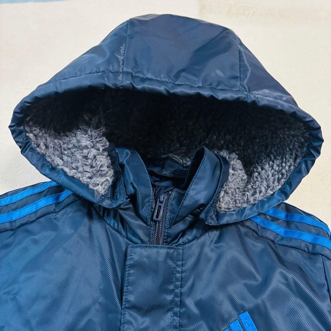 極美品　adidas アディダス　裏ボア　ベンチコート ネイビー　サッカー140