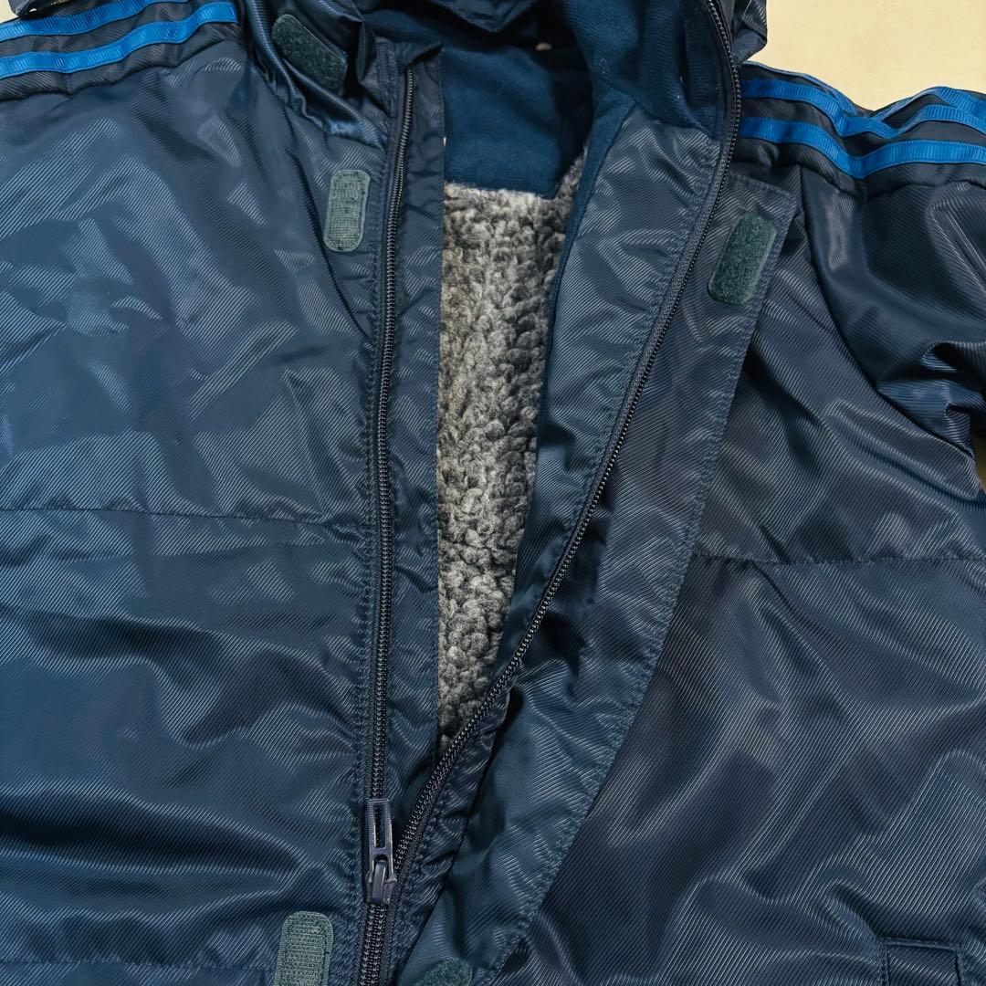 極美品　adidas アディダス　裏ボア　ベンチコート ネイビー　サッカー140