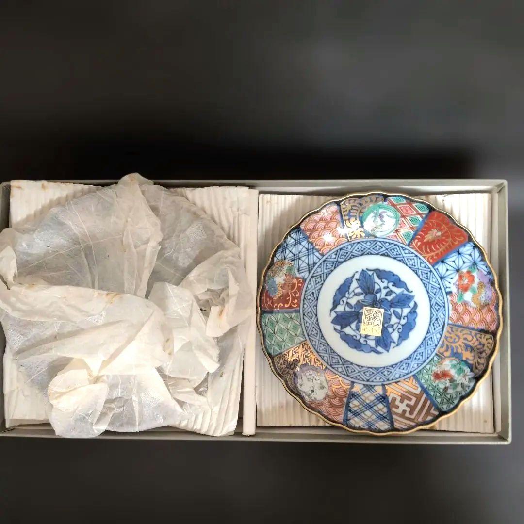 【未使用】美濃焼 三洋陶器 龍峰窯 銘々皿 5枚セット 古伊万里様式 金彩