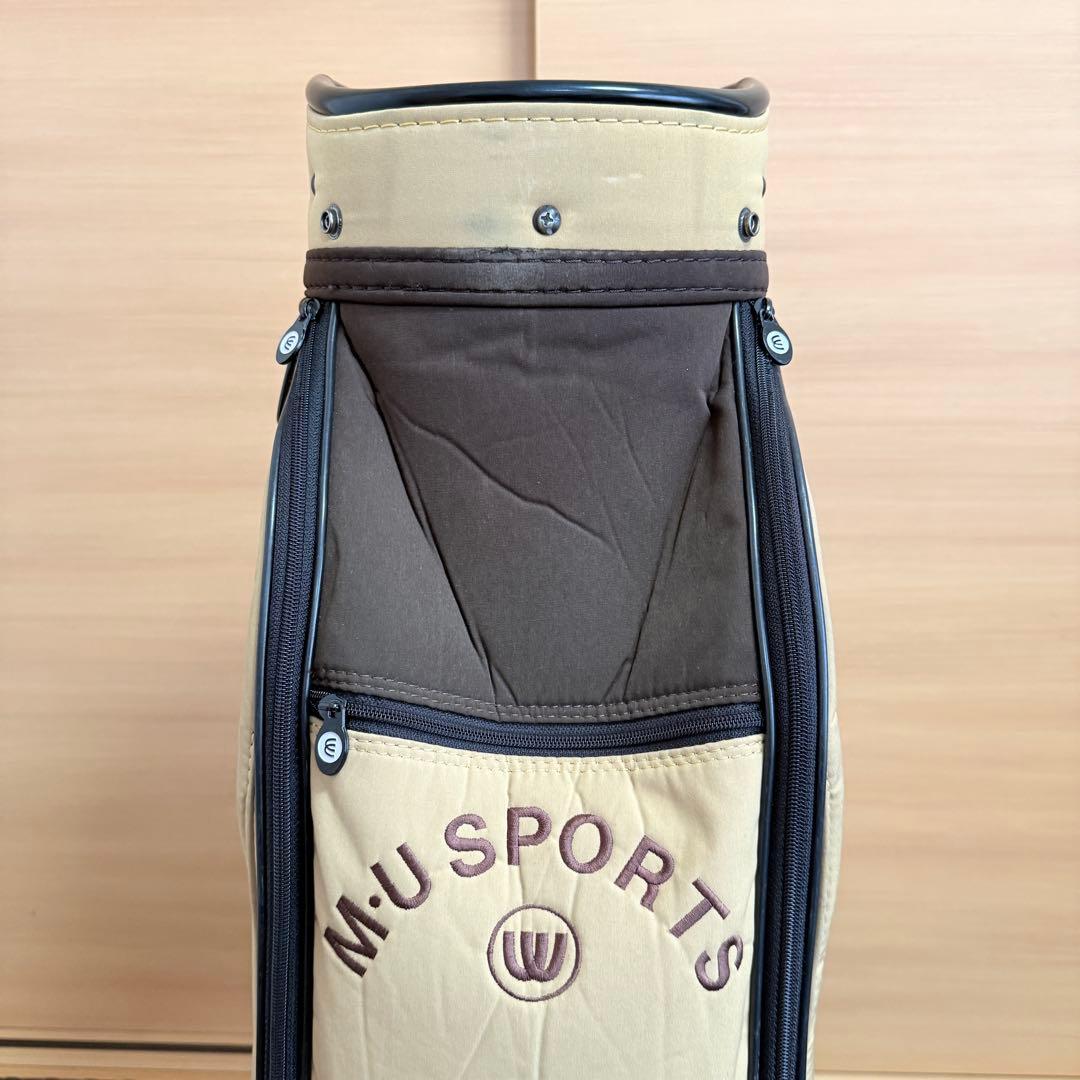 M.U SPORTS キャディバッグ 6分割 カート 自立式 フード付 ベージュ