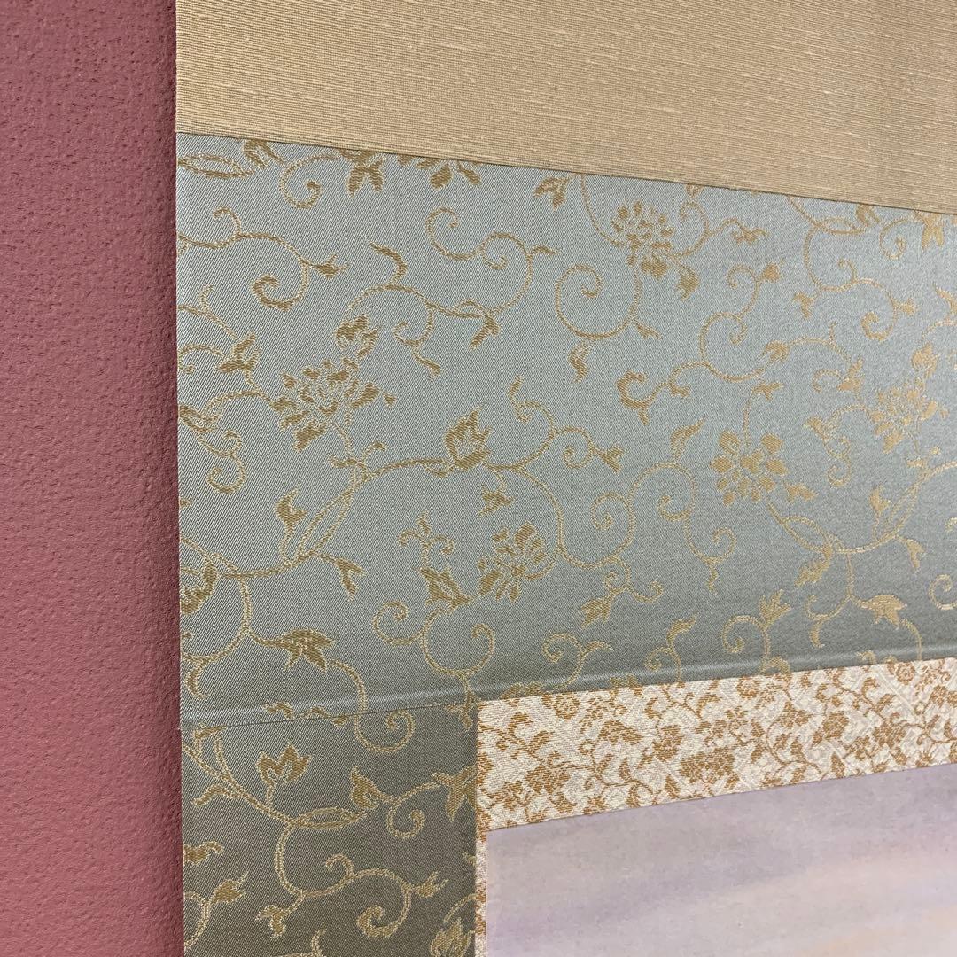 美品 掛け軸 浜田三郎作 塔のある風景図 共箱 太巻き付 水墨画