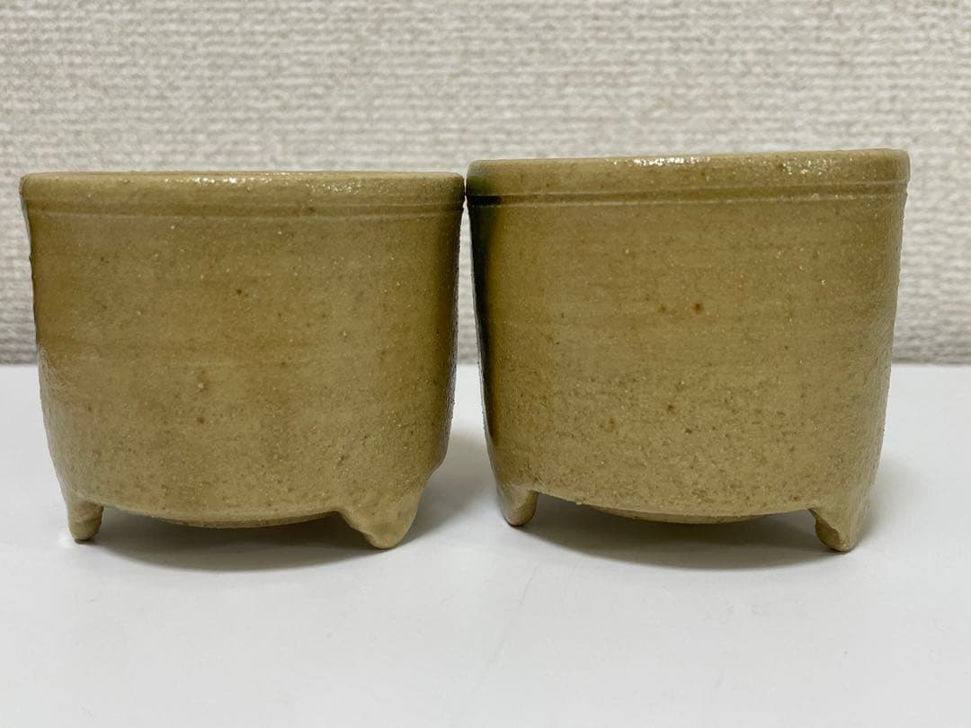 【現状品】瑞光窯 佐々木八十二 造 黄瀬戸香炉 一対 共箱