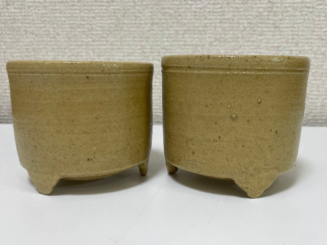 【現状品】瑞光窯 佐々木八十二 造 黄瀬戸香炉 一対 共箱