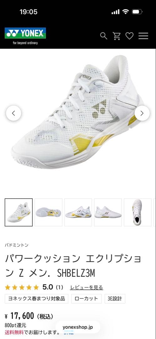 バドミントンシューズ　22.5 パワークッション エクリプション Z メン