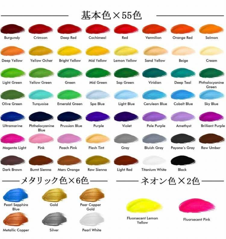 アクリル 絵の具 顔料 22ml  66本 画材 セット 63色 白3本黒2本