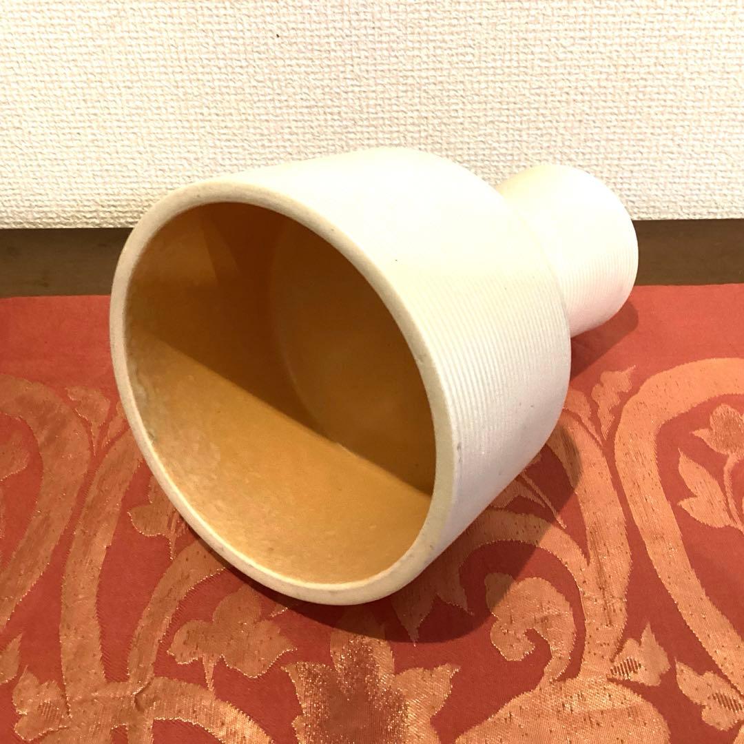 草月流花器 ベージュ系コンポート型 二種 ヴィンテージ