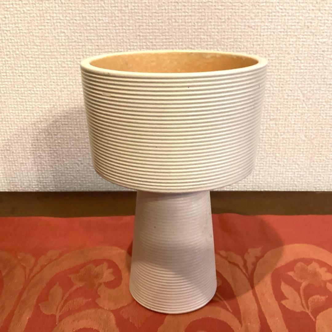 草月流花器 ベージュ系コンポート型 二種 ヴィンテージ