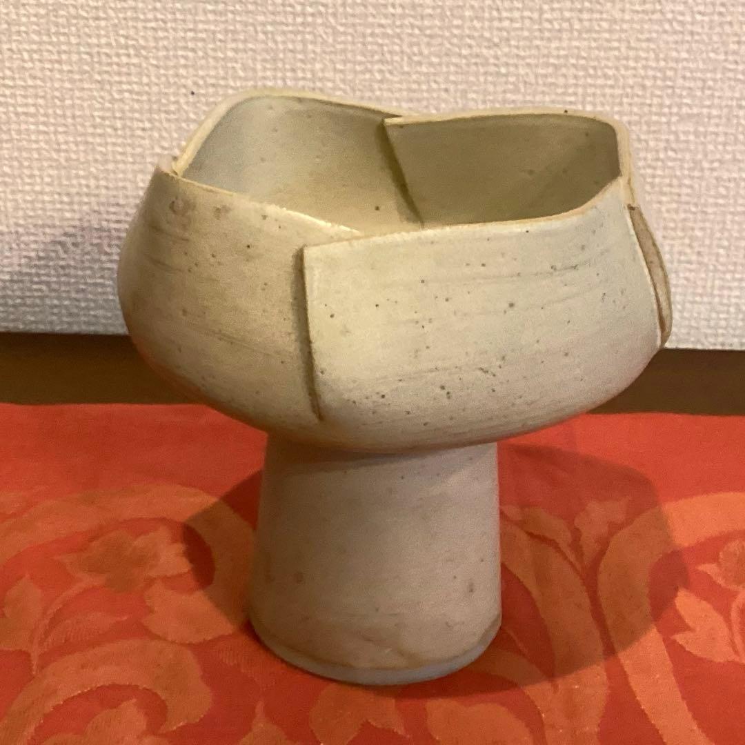 草月流花器 ベージュ系コンポート型 二種 ヴィンテージ