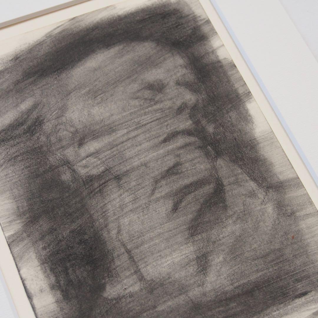 人物画 木炭 鉛筆 オリジナル作品 マット付き アート 絵画 ドローイング