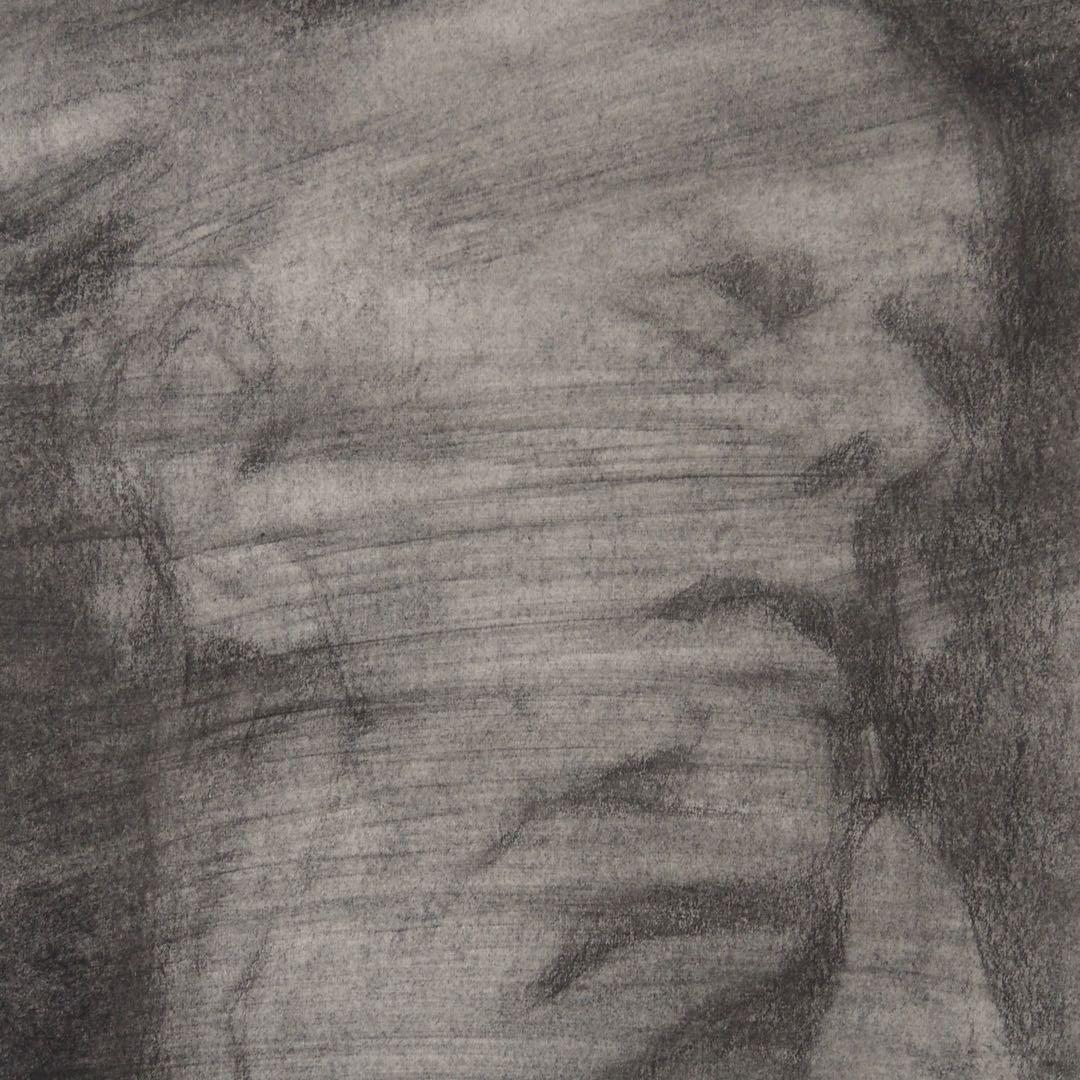 人物画 木炭 鉛筆 オリジナル作品 マット付き アート 絵画 ドローイング