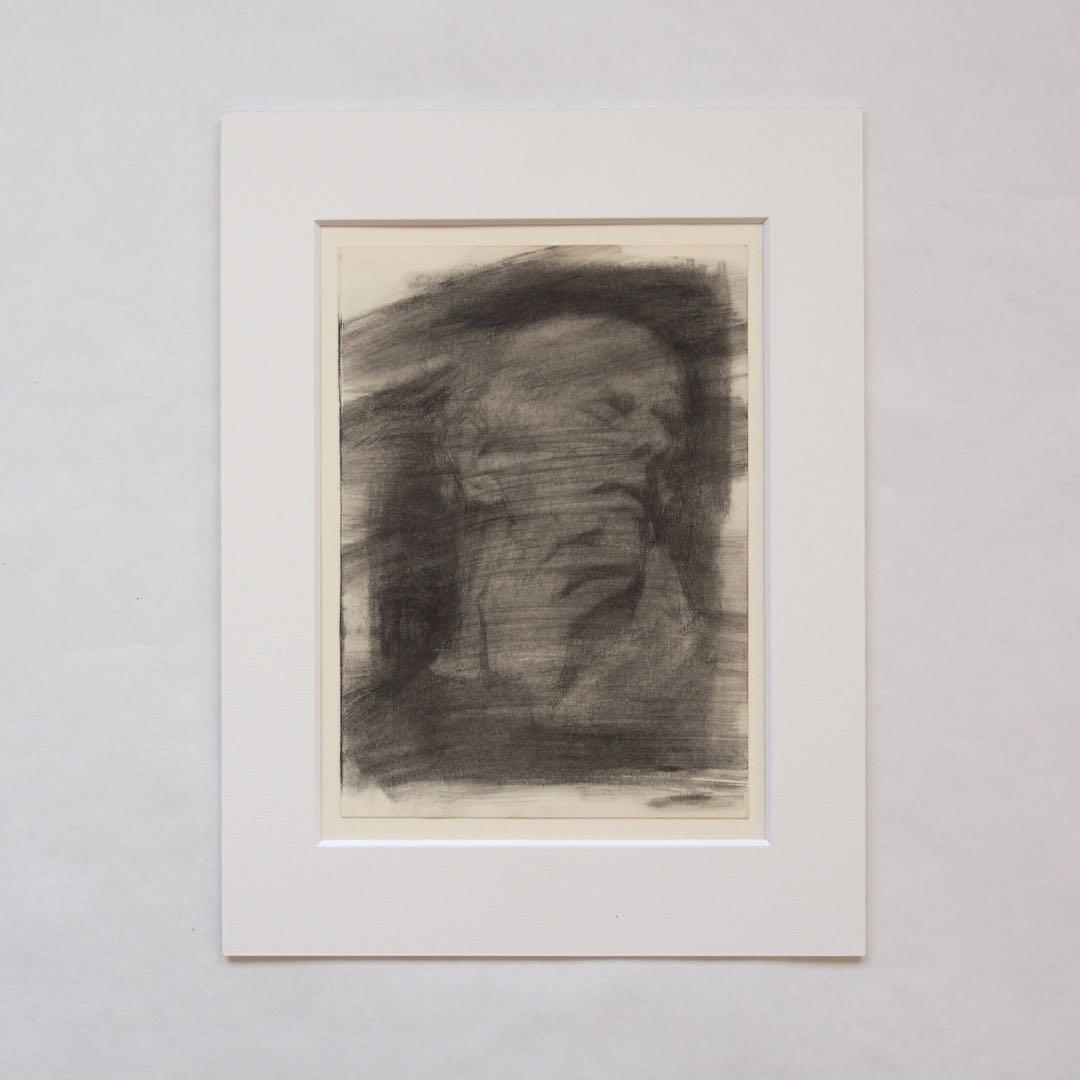 人物画 木炭 鉛筆 オリジナル作品 マット付き アート 絵画 ドローイング