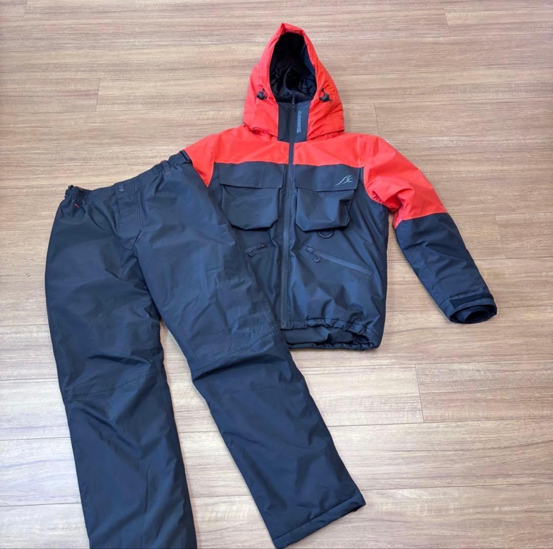 ★ワークマンプラス★フィッシングスーツ★上下セット★赤黒★