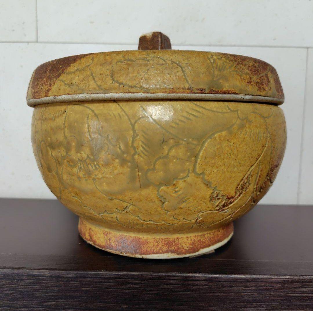 【作家物】一点物　蓋付き壺　蓋物器　菓子入れ　一点物　インテリア　飴色