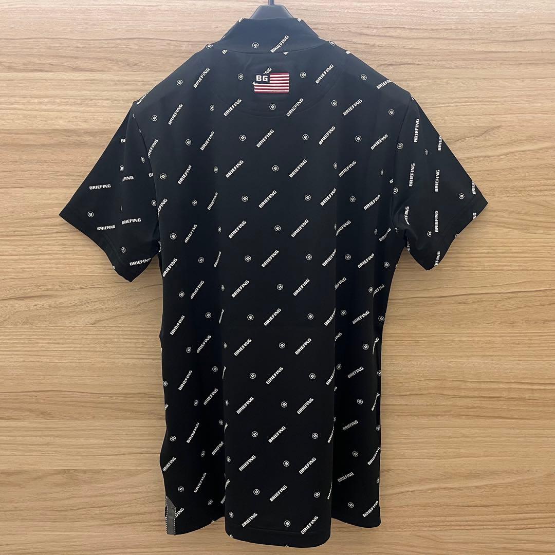 新品★BRIEFING レディースM 黒 ロゴモノグラムハイネックシャツ 半袖