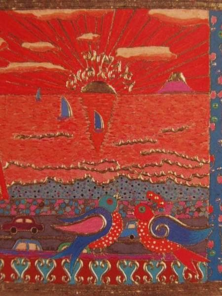 大仲　千織、海辺のロマンス、希少画集画、新品額装