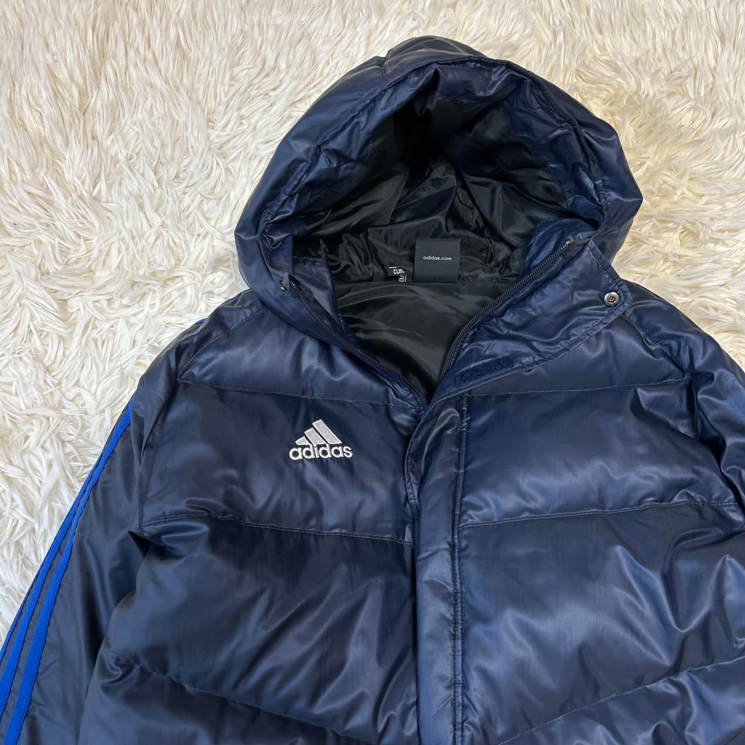 未使用級adidas アディダス ロングダウンコート ベンチコート M ネイビー