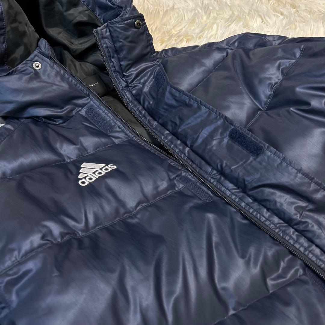 未使用級adidas アディダス ロングダウンコート ベンチコート M ネイビー