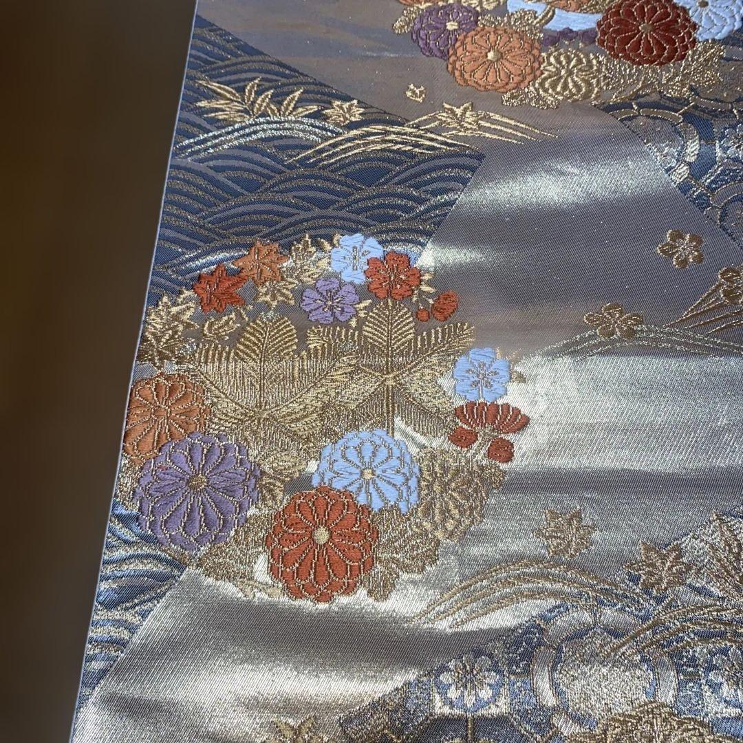 table runner 金彩唐織花丸　帯リメイク　正絹
