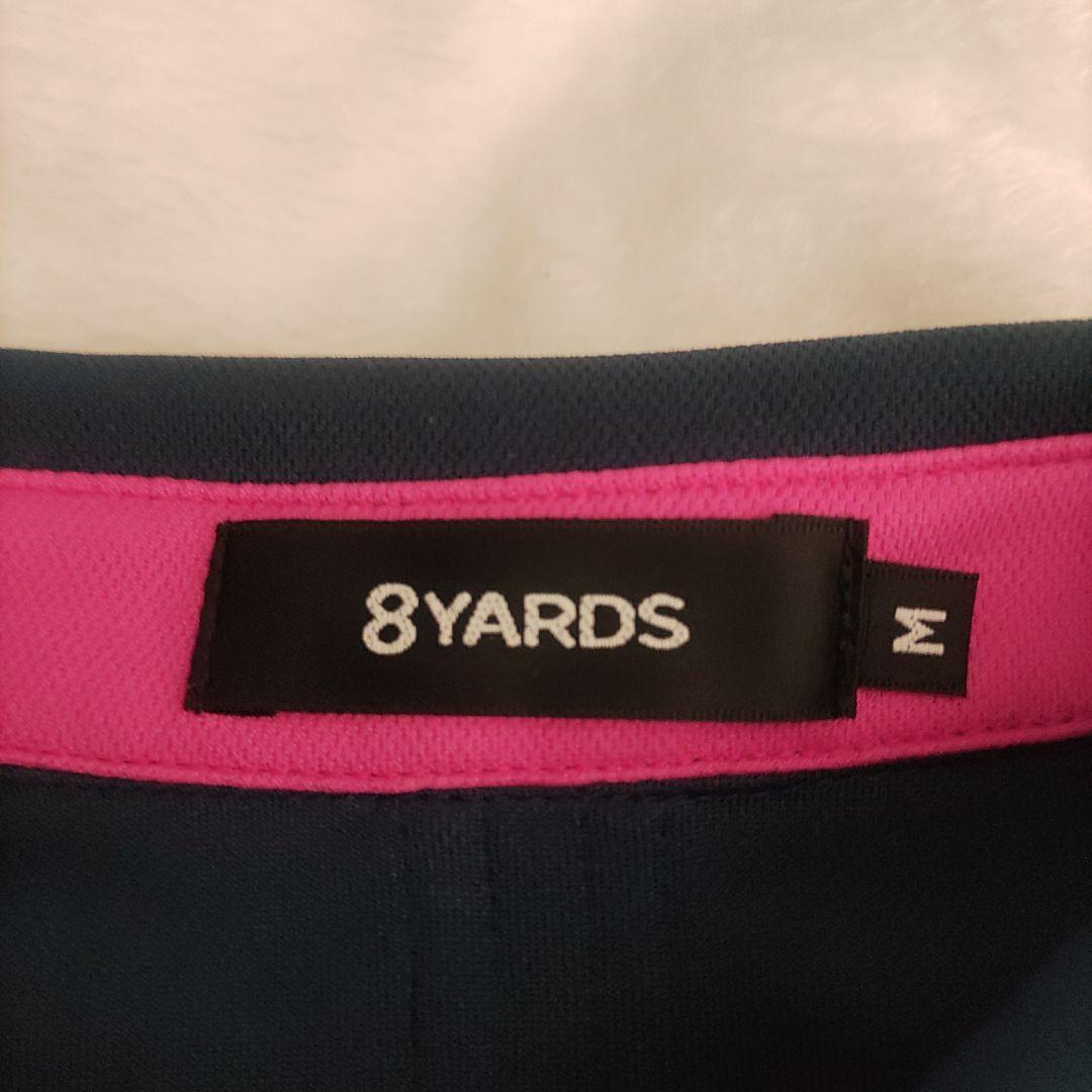 8YARDS ポロシャツ ネイビー ピンク 半袖 ゴルフウェア ロゴ刺繍