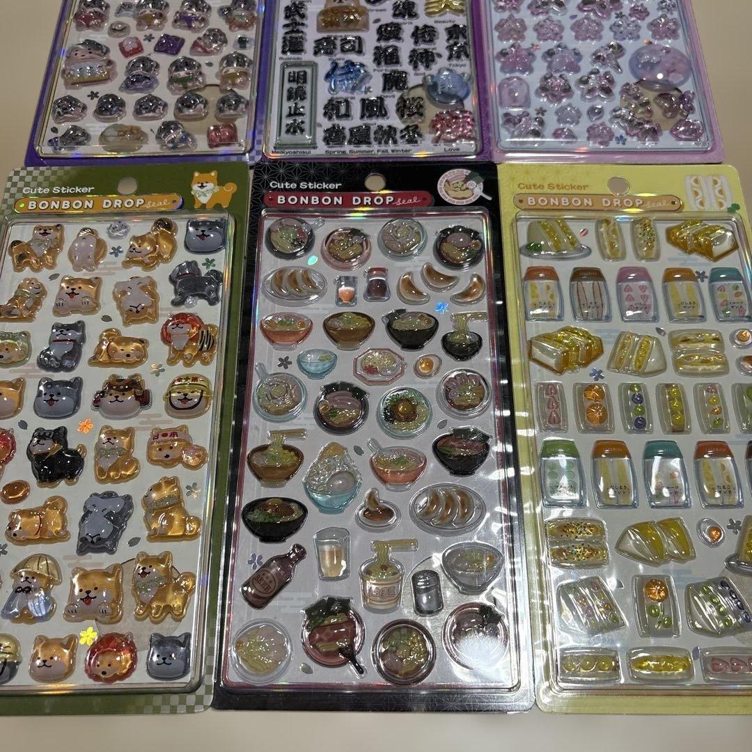 【国内正規品】和柄 ボンボンドロップシール たまごサンド お相撲など ６枚セット
