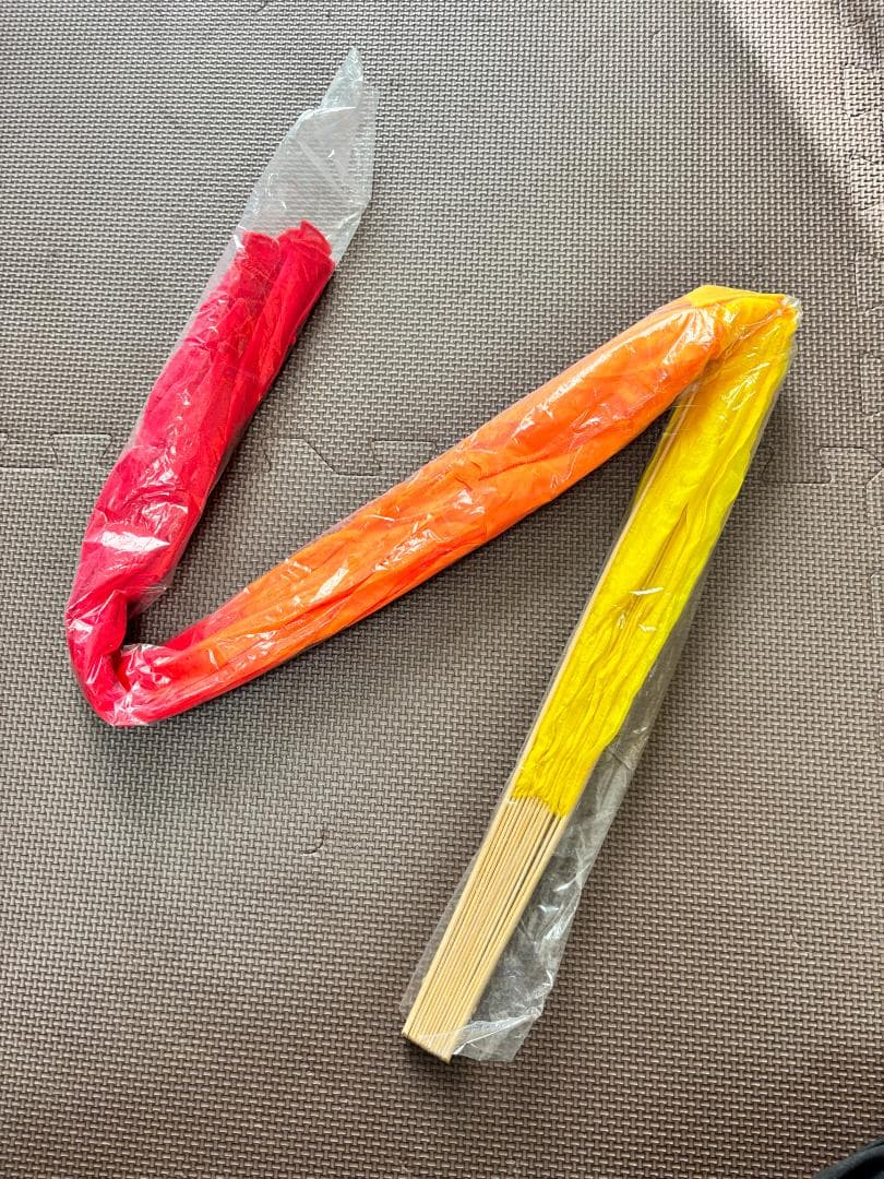新品★ビッグフラッターファンベール★右手のみ★黄橙赤!高級シルク