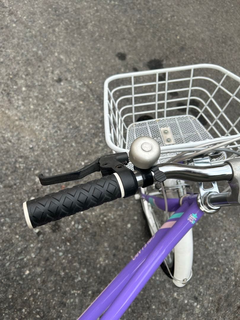 子供用自転車 パープル 前面バスケット付き24インチ