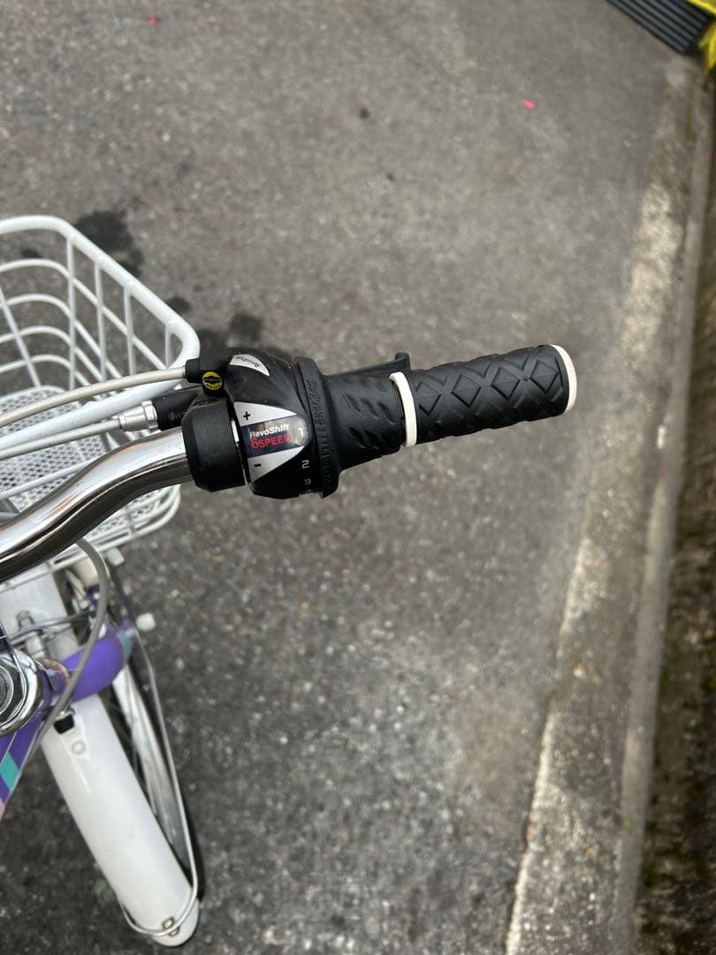 子供用自転車 パープル 前面バスケット付き24インチ