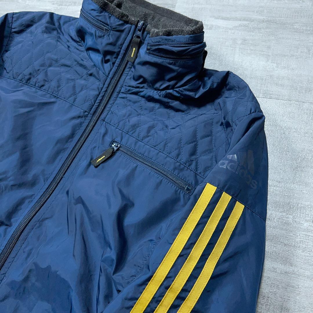 adidas 防寒 裏地 ウィンドブレーカー上下セット メンズ L ネイビー