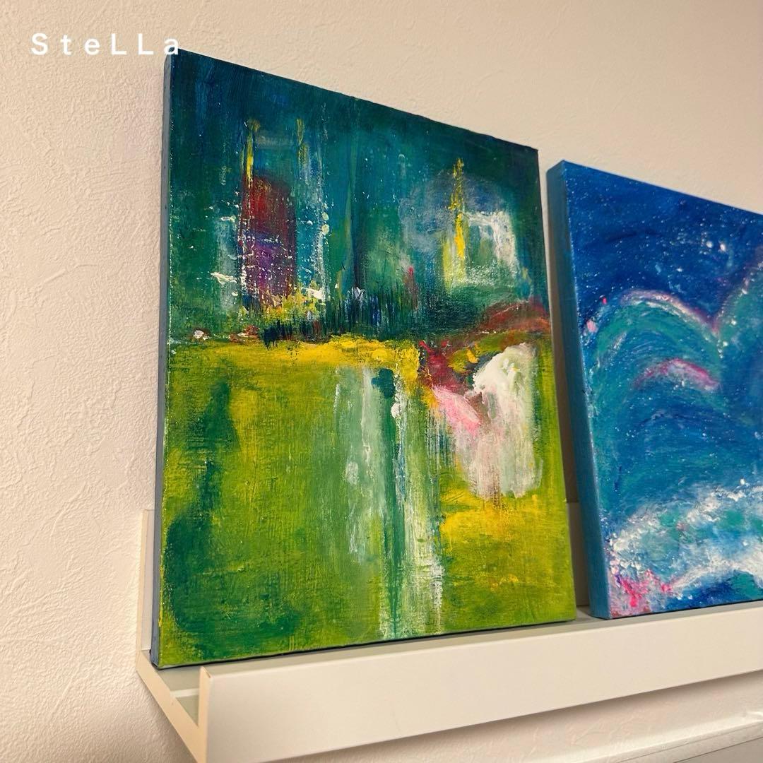 モダン　グリーン　インテリア　北欧アート　癒し　ホテルライク　絵画　現代アート